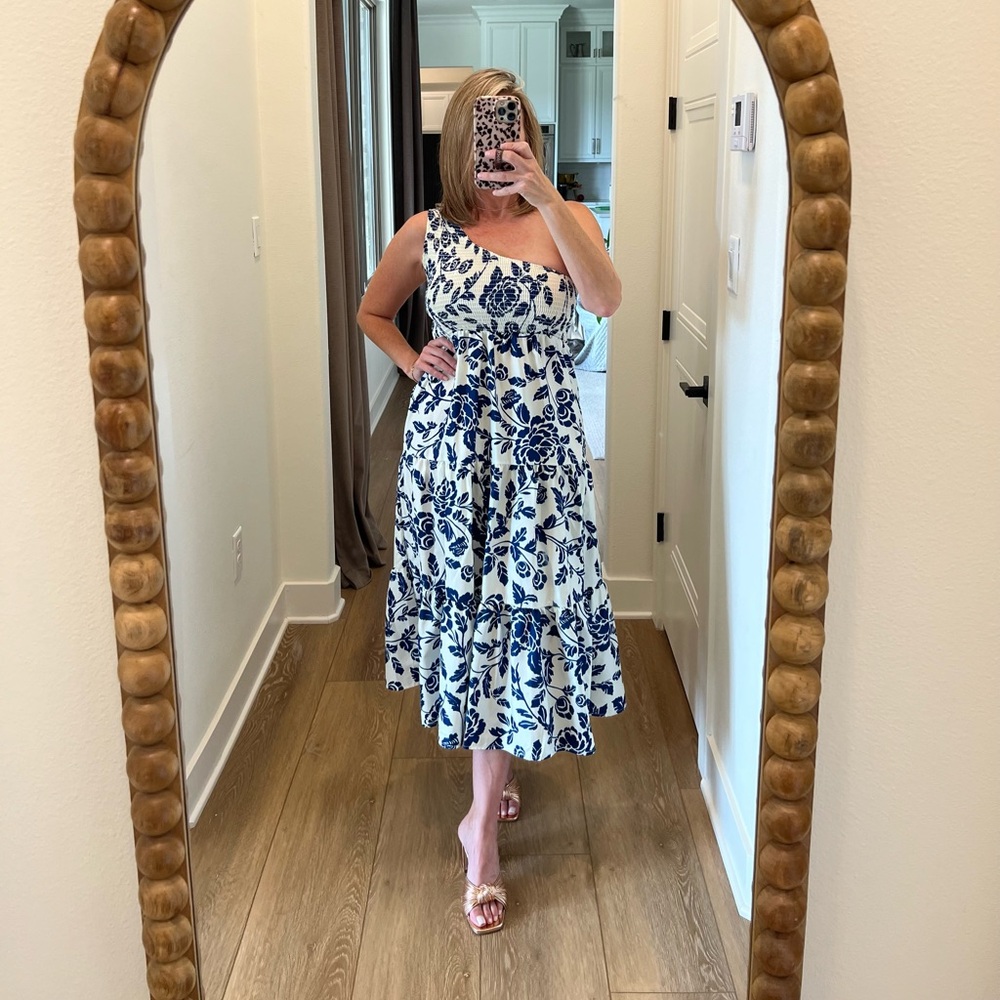Elegant Blue Floral Women's Dress